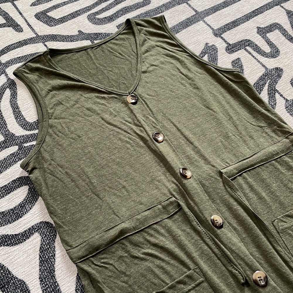 Drawstring Button-Front Dress - Picture 3 of 6
